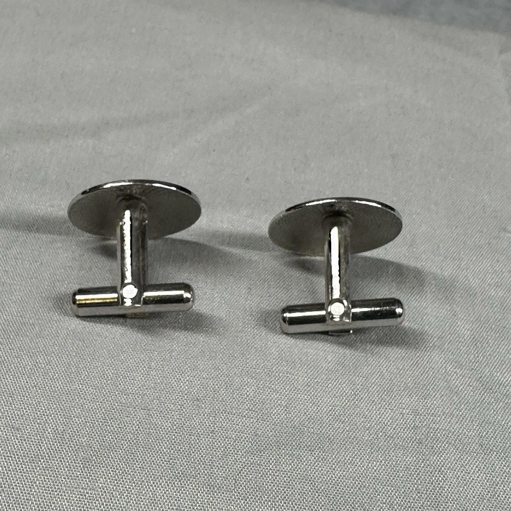 Scroll Monogram Cufflinks Vintage Silver-Tone Classic Mid-Century Style‎